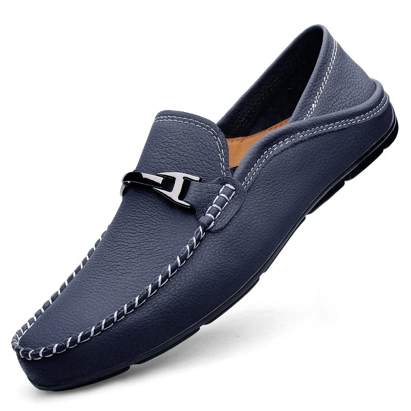 Kessoro men's classic premium slip-on loafers in blue, black and khaki