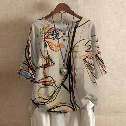Kessoro women's retro floral print relaxed blouse in eleven colourways