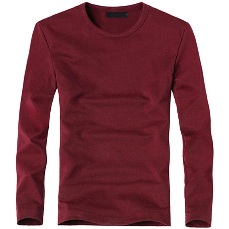 Men's solid long-sleeve T-shirt, fabric detail