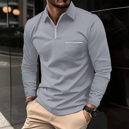 Kessoro Men's Long-Sleeve Polo Shirt — view 8