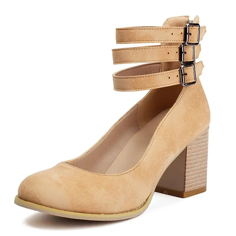 Kessoro Women's Round-Toe Block Heel Pumps — view 9
