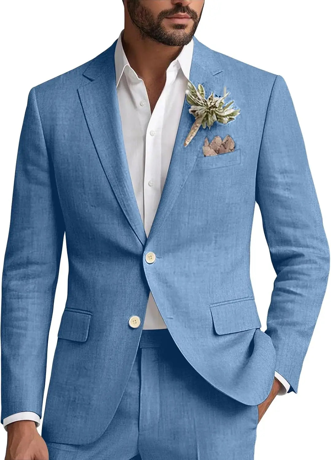 Kessoro Men's Classic Casual Linen Blazer — view 10