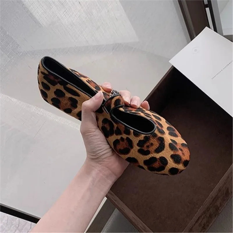 Kessoro Women's Leopard Print Soft-Sole Mary Jane Flats — view 3