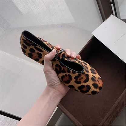 Kessoro Women's Leopard Print Soft-Sole Mary Jane Flats — view 3