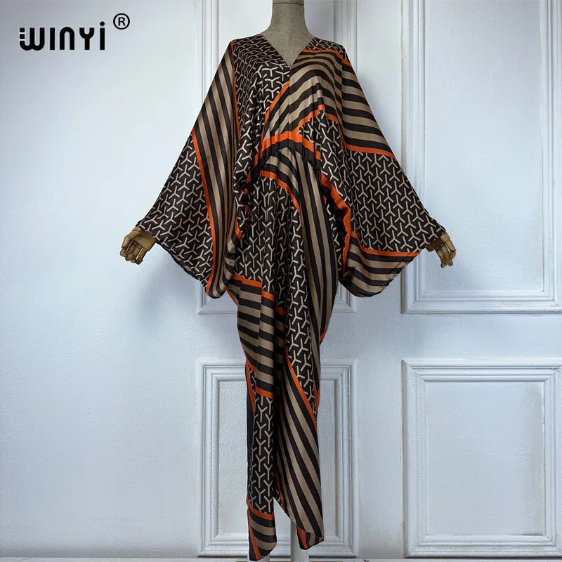 Kessoro Women's Printed V-Neck Long Beach Kimono Robe — view 9