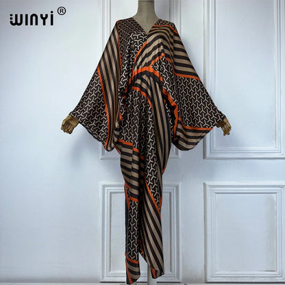 Kessoro Women's Printed V-Neck Long Beach Kimono Robe — view 9