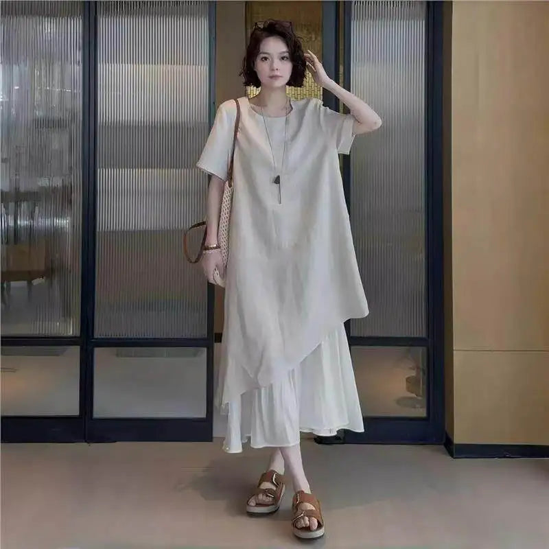 Kessoro Women's Casual Short-Sleeve Cotton Midi Dress — view 7