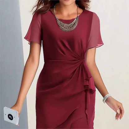 Kessoro Women's Patchwork Pleated Polyester Dress — view 3