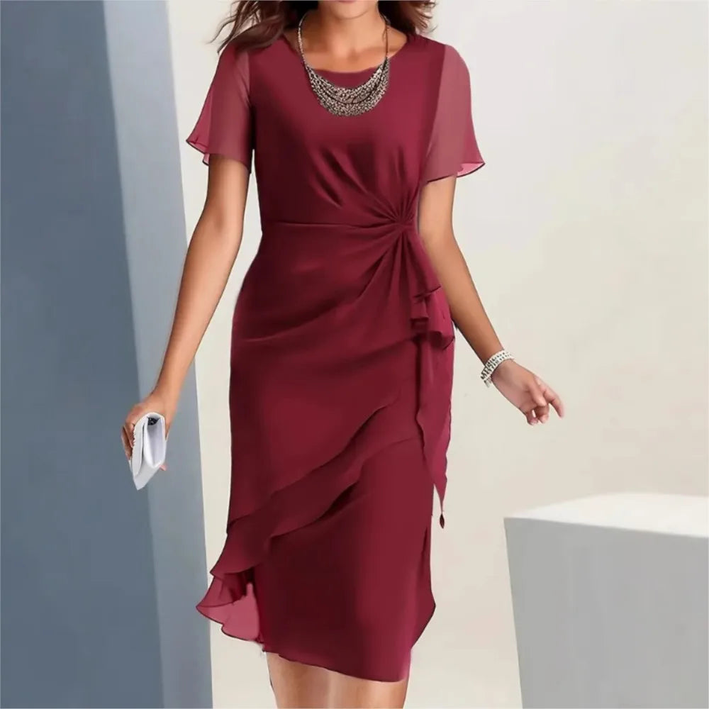 Kessoro Women's Patchwork Pleated Polyester Dress — view 2