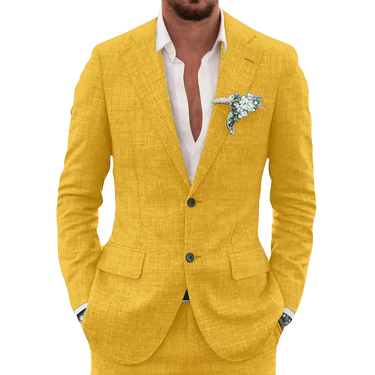Kessoro Men's Slim-Fit Casual Linen Suit — view 12