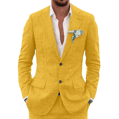 Kessoro Men's Slim-Fit Casual Linen Suit — view 12