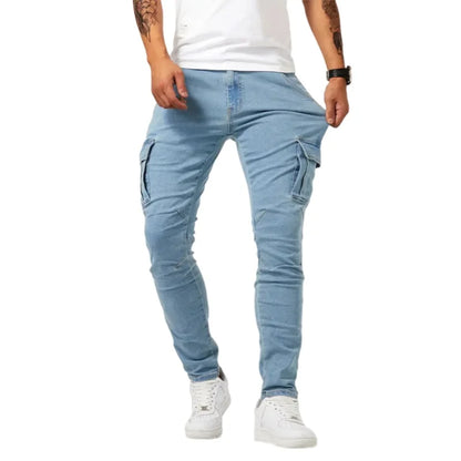 Kessoro Men's Relaxed Straight Grey Wash Denim Jeans — view 2