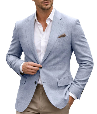 Men's slim-fit casual blazer, button detail