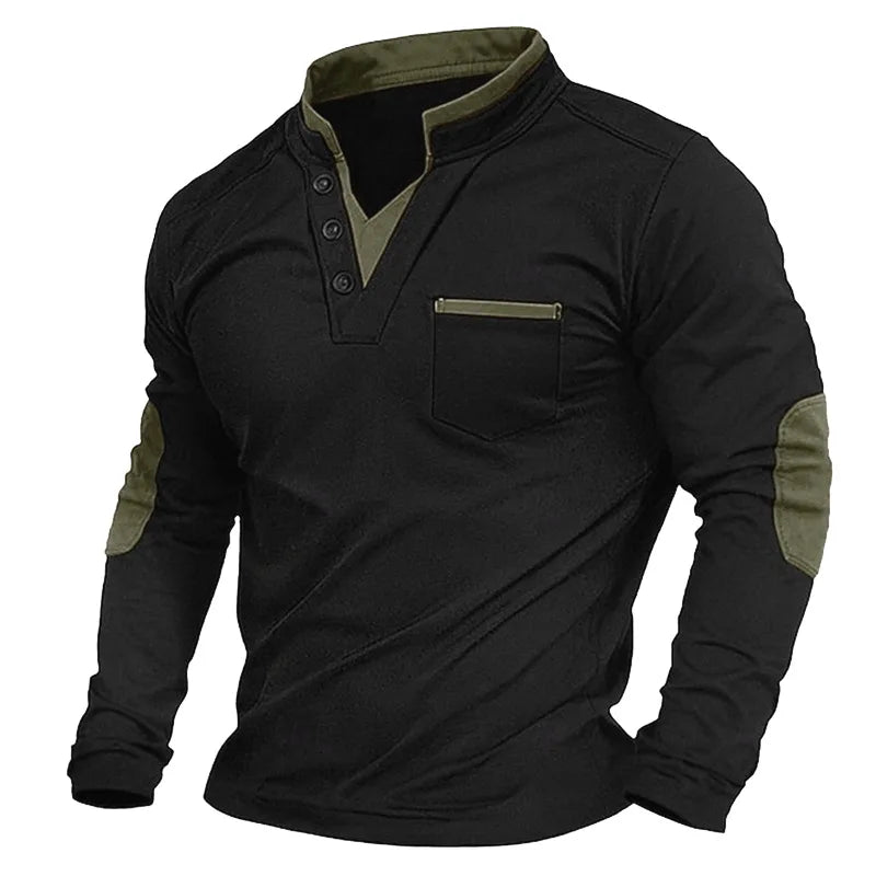 Kessoro men's classic V-neck relaxed fit sweatshirt in brown, gray, army green and blue