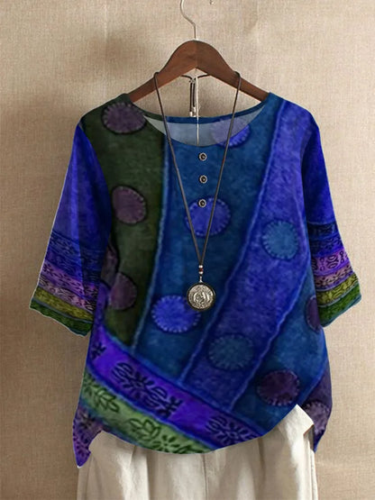 Kessoro Women's Digital Print Relaxed-Fit Summer Blouse — view 2