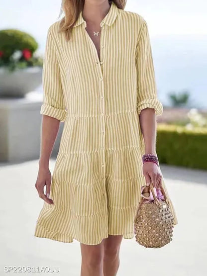 Kessoro Women's Casual Striped Polyester Shirt Dress — view 12