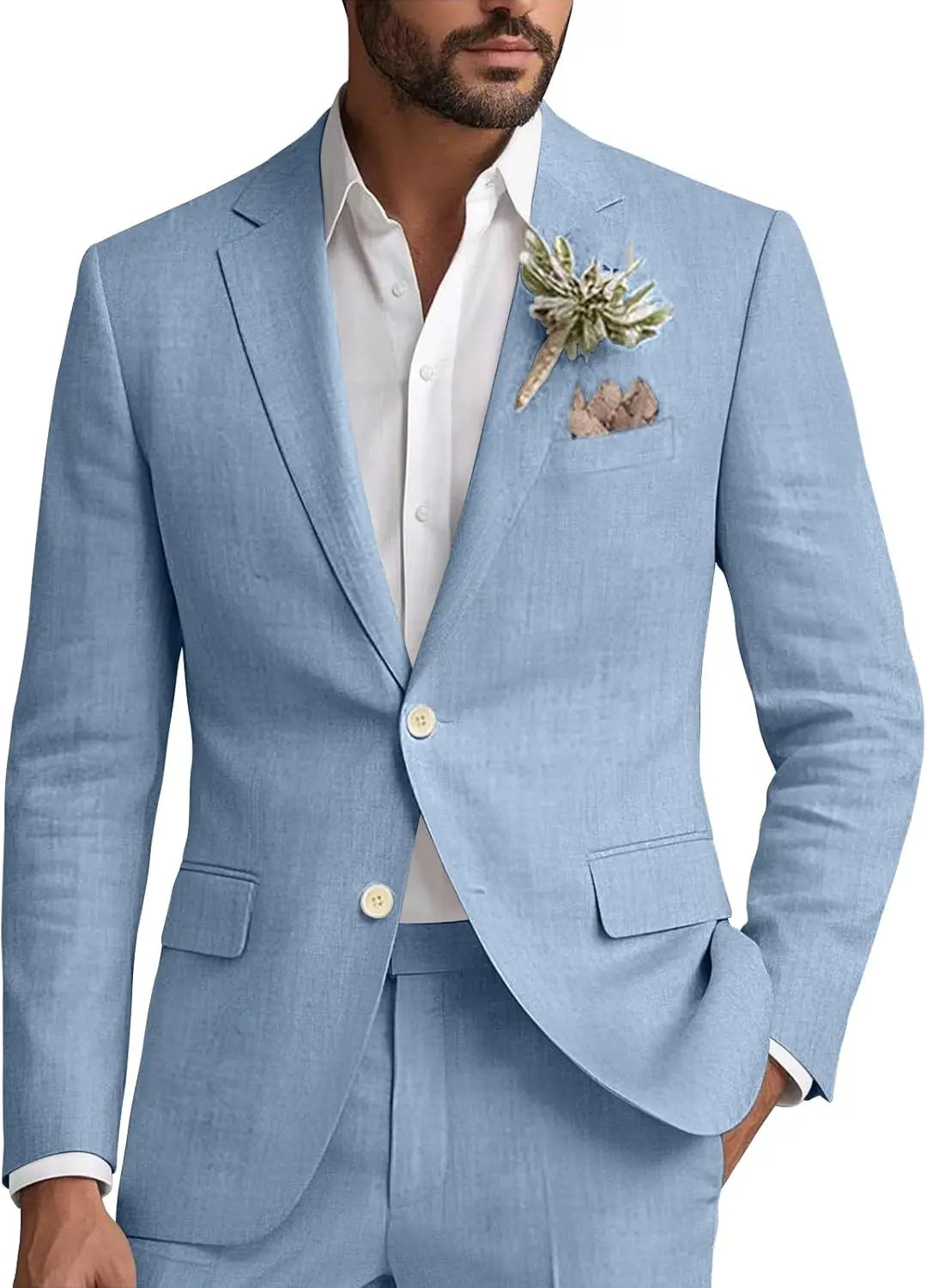 Kessoro Men's Classic Casual Linen Blazer — view 4