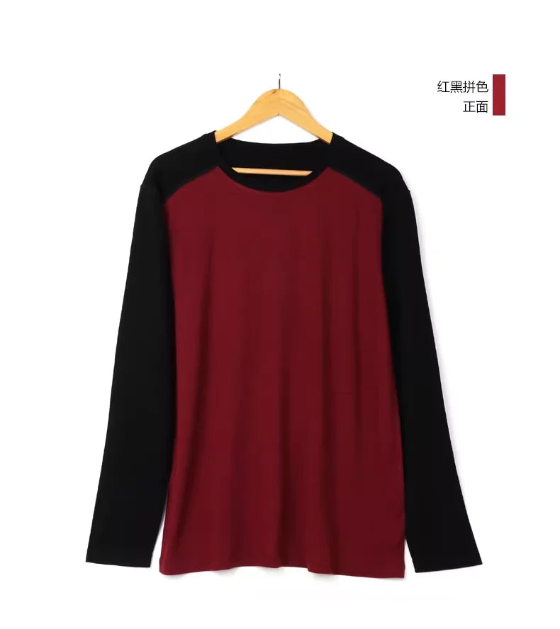 Men's long-sleeve wool T-shirt, cuff detail
