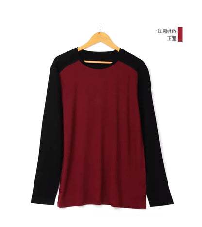 Men's long-sleeve wool T-shirt, cuff detail