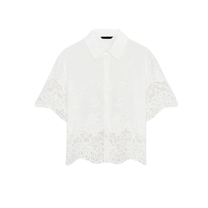 Kessoro Women's Embroidered Short-Sleeve Polyester Shirt — view 6