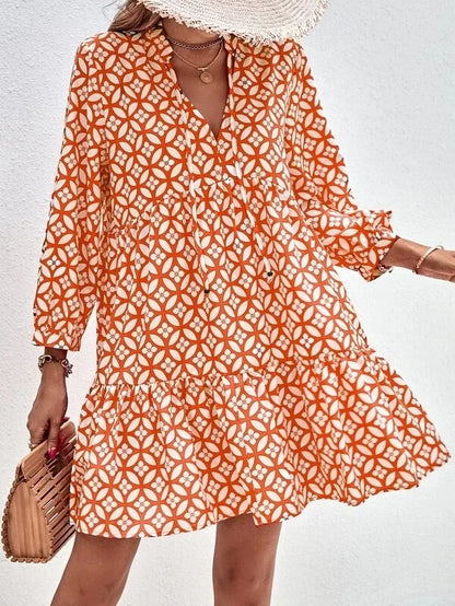 Kessoro Women's V-Neck Printed Knee-Length Summer Dress — view 11