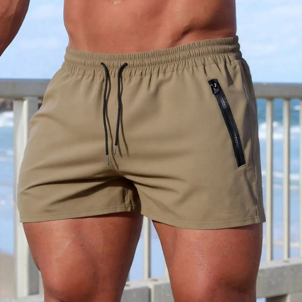 Kessoro Men's Solid Colour Drawstring Swim Trunks — view 4
