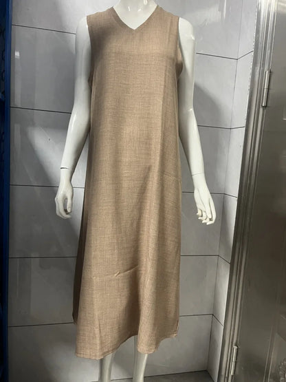 Kessoro Women's Solid Sleeveless Cotton Dress — view 7