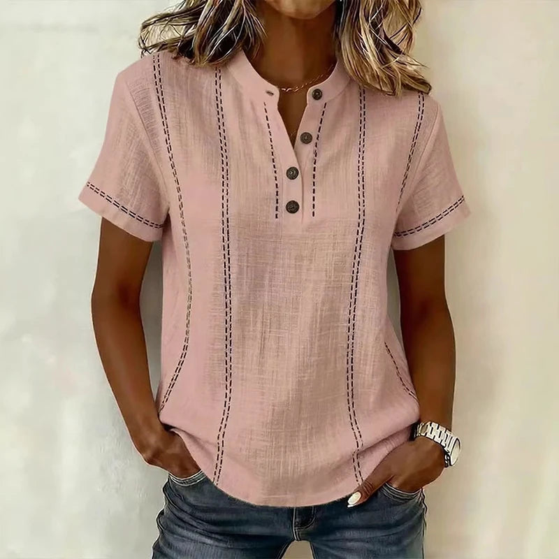 Kessoro Women's Casual Striped Blouse — view 5