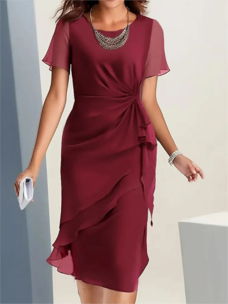 Kessoro Women's Patchwork Pleated Polyester Dress — view 10