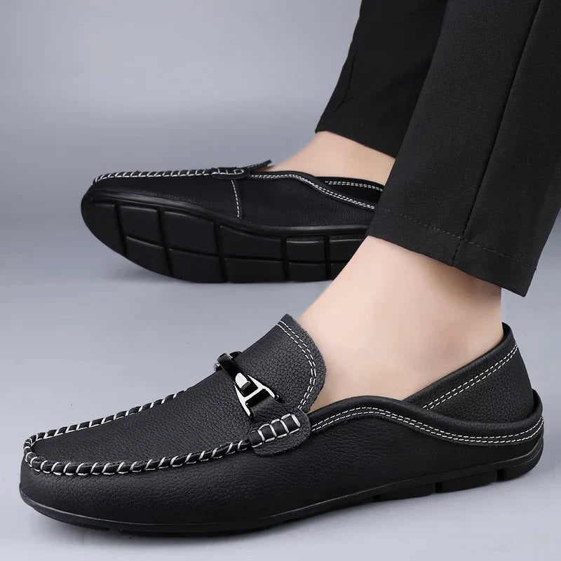 Kessoro men's classic premium slip-on loafers in blue, black and khaki