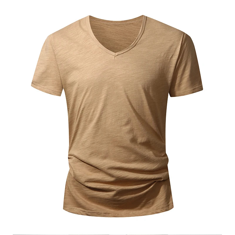 Men's short-sleeve cotton jersey T-shirt, worn
