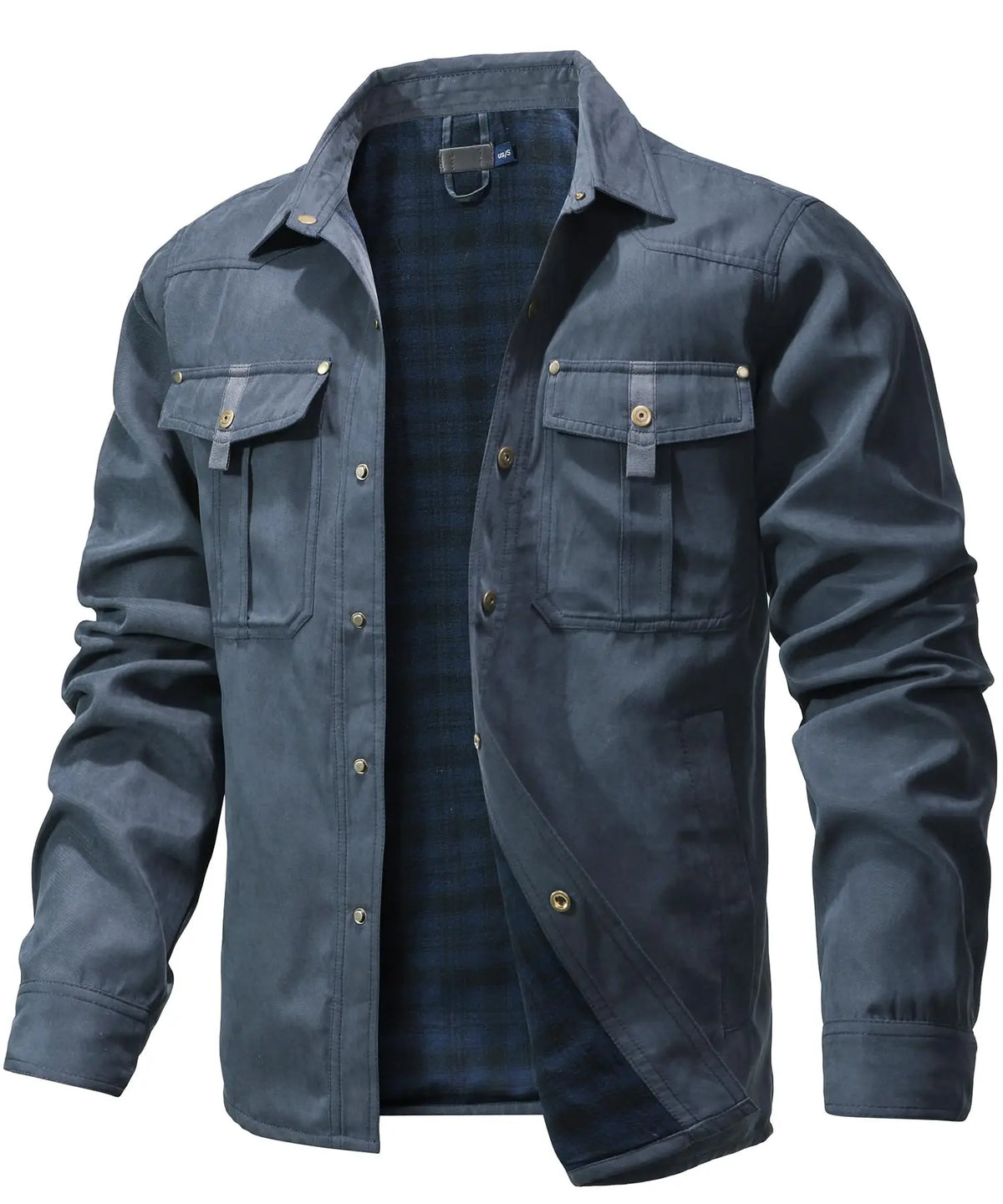 Kessoro Men's Flannel-Lined Snap-Button Shirt Jacket — view 10