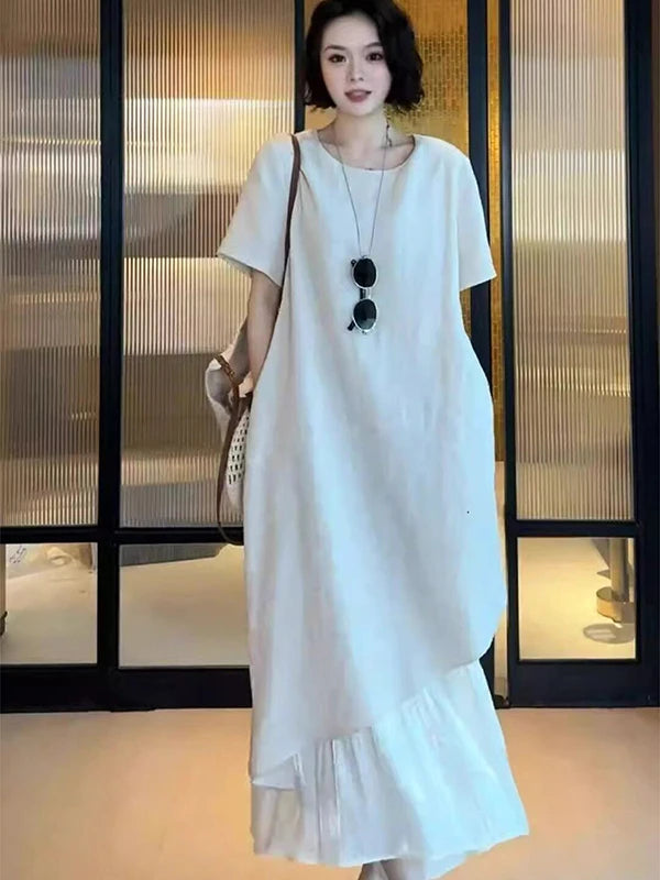 Kessoro Women's Casual Short-Sleeve Cotton Midi Dress — view 6
