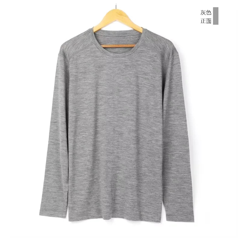 Kessoro Men's Long-Sleeve Wool T-Shirt — view 8