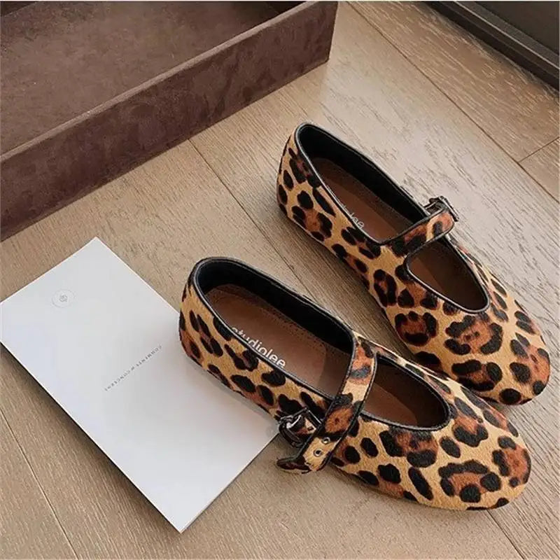 Kessoro Women's Leopard Print Soft-Sole Mary Jane Flats — view 2