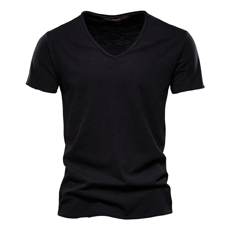 Kessoro men's casual V-neck lightweight cotton summer shirt in blue, orange, black, green and white