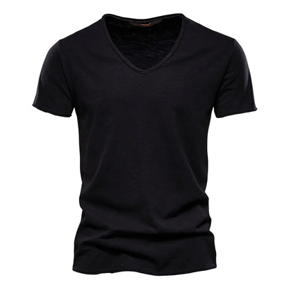 Kessoro men's casual V-neck lightweight cotton summer shirt in blue, orange, black, green and white