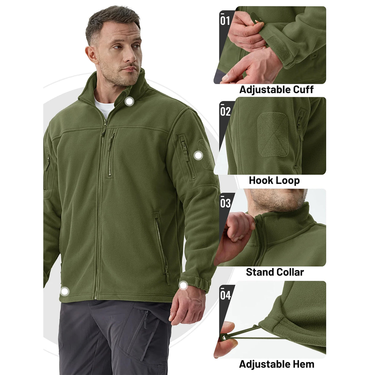 Kessoro Men's Zip-Up Thermal Fleece Hiking Jacket — view 4