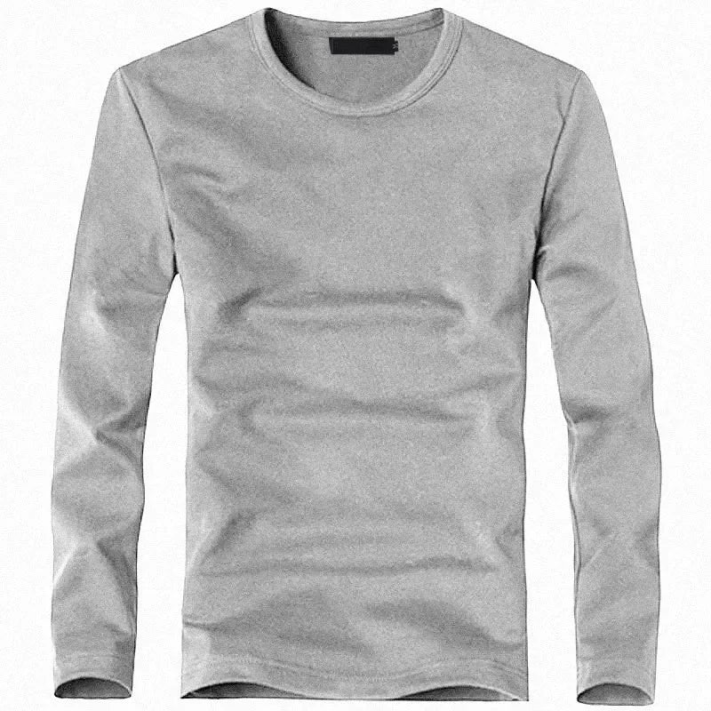 Men's solid long-sleeve T-shirt, colour range overview