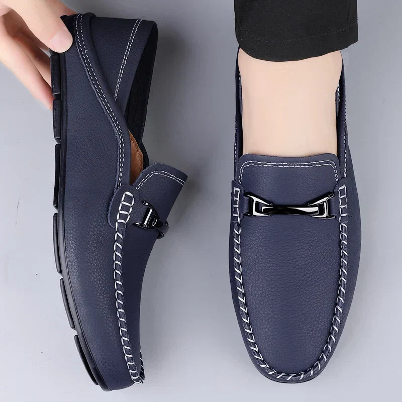 Kessoro men's classic premium slip-on loafers in blue, black and khaki