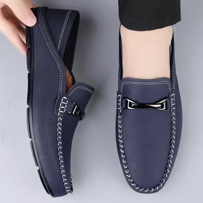 Kessoro men's classic premium slip-on loafers in blue, black and khaki
