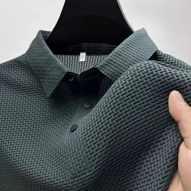 Kessoro Men's Short-Sleeve Knit Business Polo Shirt — view 9