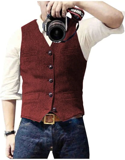 Kessoro men's tailored heritage formal waistcoat in navy, burgundy, black, grey and champagne