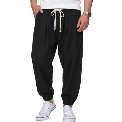 Men's straight-leg cotton chino trousers, fabric detail