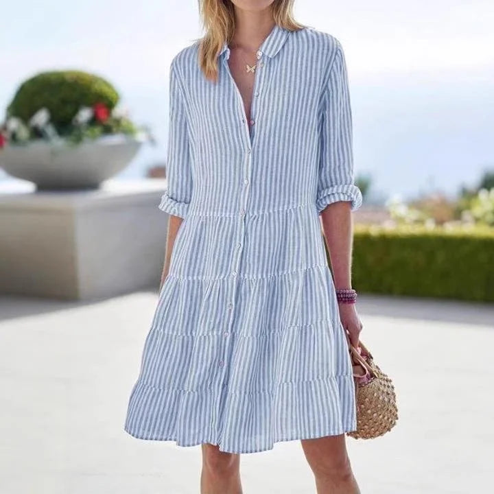 Kessoro Women's Casual Striped Polyester Shirt Dress — view 5