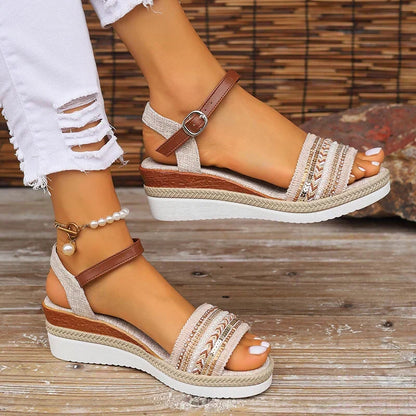 Kessoro women's boho woven orthopedic sandals in white, for women