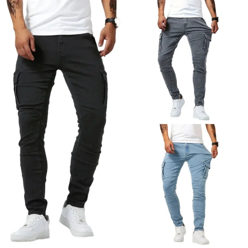Kessoro Men's Relaxed Straight Grey Wash Denim Jeans — view 6