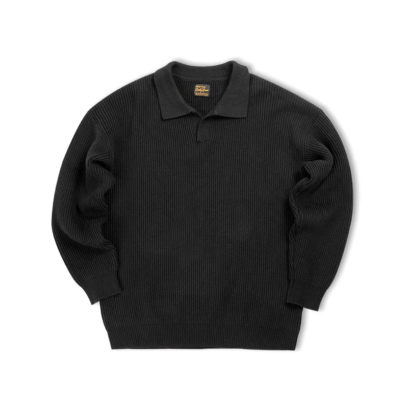 Kessoro Men's Warm Retro Knit Polo Shirt — view 8