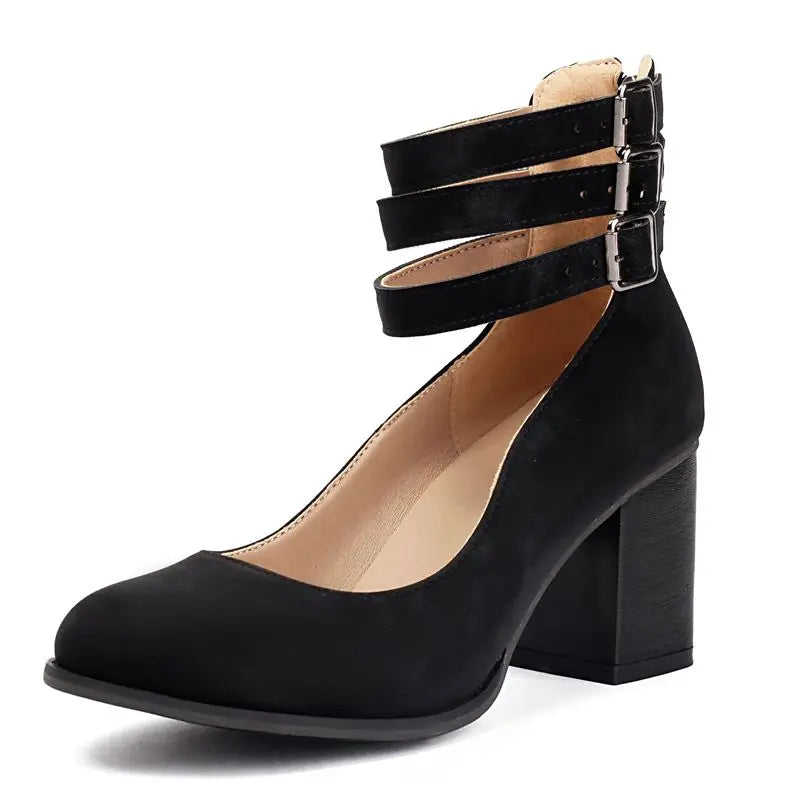 Kessoro Women's Round-Toe Block Heel Pumps — view 8