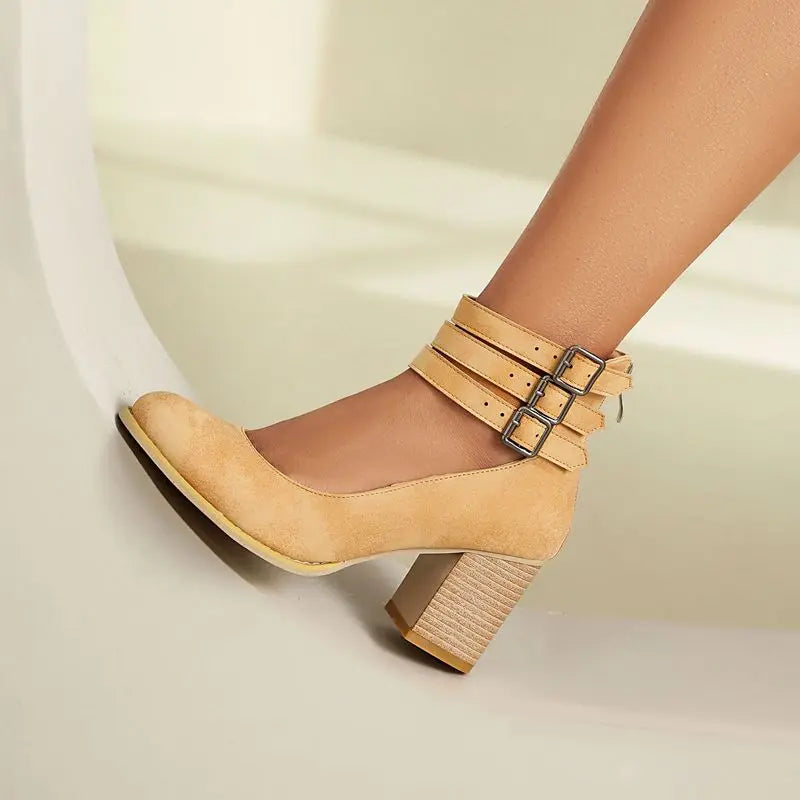 Kessoro Women's Round-Toe Block Heel Pumps — view 4